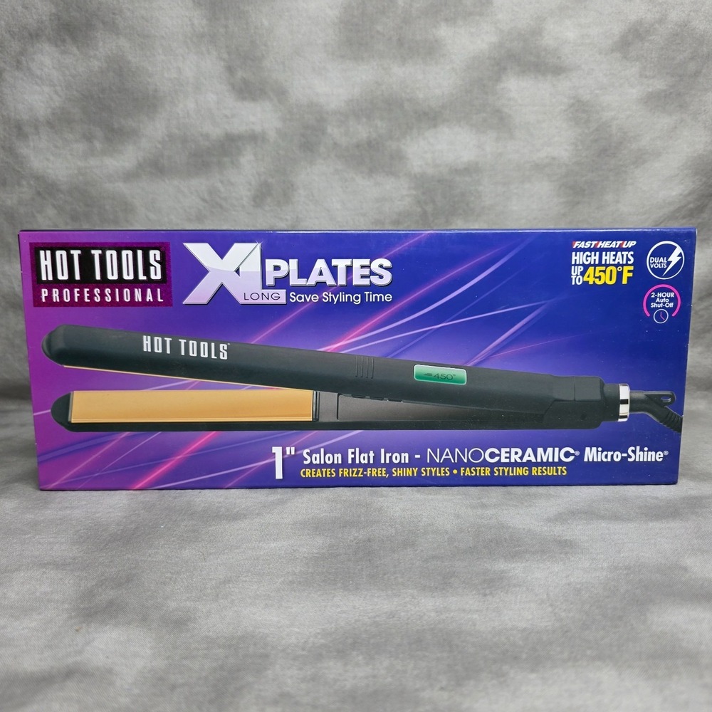 Hot Tools Nano Ceramic Digital 1" Flat Iron w/ Extra-long Plates #HT7112F NEW